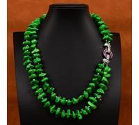ICXLPMC 2 Rows Green Freeform Nugget Gems Green Crystal Necklace Pave Clasp Elegant Jewelry Gifts