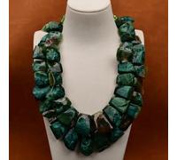 ICXLPMC 2 Rows Heavy Jewelry Large Green Agate Slice Stone Big Necklace