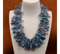 ICXLPMC 2 Rows Mix Color Amethyst Blue Quartz Point Crystal Gems Necklace
