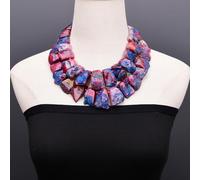 ICXLPMC 2 Rows Mix Color Fuchsia Agate Slice Top-Drilled Druzy Stone Crystal Necklace Lady Heavy Jewelry Gift