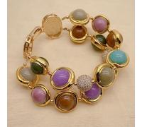 ICXLPMC 2 Strands 17mm Multi Color Jade12mm Bead Bracelet