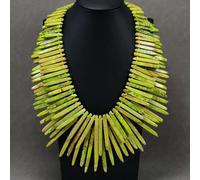 ICXLPMC 20" 2 Rows Mix Color Yellow Green Sea Sediment Jasper Top drilled Stick Necklace Lady Jewelry Gifts