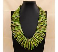 ICXLPMC 20" 2 Rows Top-drilled Green Yellow Sea Sediment Jasper Stick Necklace Big Necklace Jewelry For Women