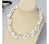 ICXLPMC 20" Freshwater White Baroque Pearl Chokers Necklace For Lady Gifts