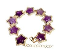 ICXLPMC 20mm Purple Amethyst Star Shape Pave Beaded Bracelet