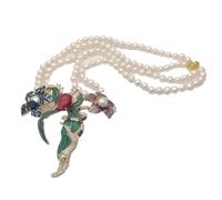 ICXLPMC 21 "2 hebras redondo collar de perlas de agua dulce pavimentar flor mono color dorado plateado colgante de boda de lujo