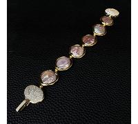 ICXLPMC 23mm Freshwater Cultured Purple Reborn Keshi Pearl Bracelet Cubic Zirconia Pave Clasp 8" classic style for women