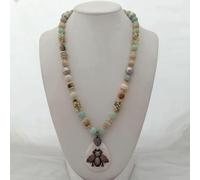 ICXLPMC 26" Green Round Necklace White Shell Beetle Pendant for women
