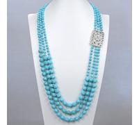 ICXLPMC 28''-32'' Faceted Round Blue Sweater chain Long Necklace Ethnical For Women Lady Jewelry