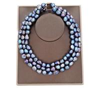 ICXLPMC 3 Rows 12-15mm Black Baroque Pearl Necklace For Women