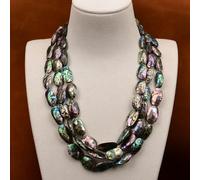 ICXLPMC 3 Rows Abalone Shell Beads Necklace Multi Strands Jewelry
