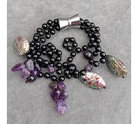 ICXLPMC 3 strands 6mm Black Amethyst Abalone Shell Beads Bracelet