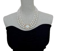 ICXLPMC 3 Strands Rice Freshwater pearl Necklace Connector Women Jewelry luxury Wedding