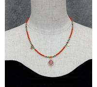ICXLPMC 3mm Beaded Garnet Red Agate Amethyst Choker Necklace Strawberry Quartz Charm Gemstone Jewelry For Gift