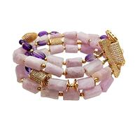 ICXLPMC 4 Rows 7x10mm Tube shape Purple freeform Amethyst Statement Bracelet