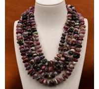 ICXLPMC 4 Rows Heavy Jewelry Mix Color Tourmaline Stone Nugget Beads Gems Stone Necklace