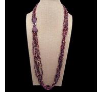 ICXLPMC 4 Strands 3x5mm Garnet Freeform Beads Long Necklace 29"