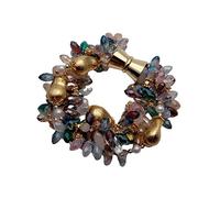 ICXLPMC 4 Strands 6x12mm Multi Color Crystal 13x20mm Brushed Bead White Pearl Bracelet Designer Jewelry