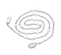 ICXLPMC 49" Keshi perla pavé cadena collar largo colgante de perlas barrocas