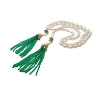 ICXLPMC 51 ''10x12mm perla cultivada de arroz Jade VERDE borla pavé colgante suéter cadena collar largo