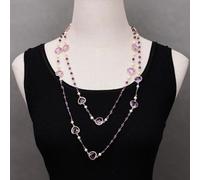 ICXLPMC 56'' Trendy Long Amethyst Cultural Pearl Red Crystal Necklace - Party Jewelry