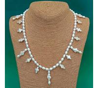 ICXLPMC 5x7mm Freshwater Cultured White Rice 10x13mm Cross Pearl Simple Choker Necklace Female Necklaces