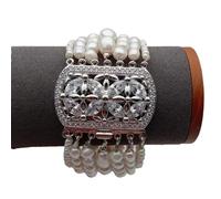 ICXLPMC 7 Strands potato rice round shape FreshWater Pearl White Color Multilayer Charm Bracelet Design Jewelry