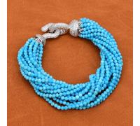 ICXLPMC 8.5" 14 Rows Blue Faceted Round Stone Beads Bracelet Multi Strands Jewelry Gifts For Women