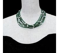 ICXLPMC 8 Rows 3.5mm Green Crystal Cultured 4-5mm White Pearl Necklace 17.5" Multi Strands Fashion Jewelry