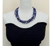 ICXLPMC 8 Strands Cultured 4-5mm White Pearl 3mm Blue Crystal Necklace Multi Strands Jewelry For Women 20"