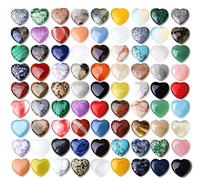 ICXLPMC 80PCS Heart Shaped Crystals Love Gemstones Rose Quartz Bulk Pocket Thumb Crystal Polished Stone Balancing Assorted Set Gift for Women(40 Colors)