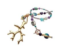 ICXLPMC 8mm Purple Amethyst 14mm Murano Glass Abalone Shell Necklace 38x60mm Resin Pendant