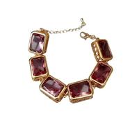 ICXLPMC 8quot; Joyería de moda de la pulsera de cadena chapada en oro cristalina de la forma del rectángulo del color rojo