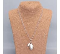 ICXLPMC 925 Sterling Silver Chain 16x23mm White Baroque Pearl Chain Necklace Delicate Jewelry For Women