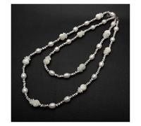 ICXLPMC 9x12mm Cultured White Rice Pearl 11x17mm White Shell Carved Pineapple Bead Long Necklace Jewelry Gifts