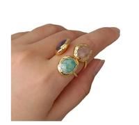 ICXLPMC Anillo de amatista púrpura amazonita de piedra solar facetada ajustable