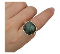 ICXLPMC Anillo de piedra de 17 mm G Labradorita cuadrado chapado en oro anillo ajustable joyería de mujer regalos