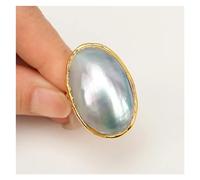 ICXLPMC Anillos de concha de mar hechos a mano, naturales, azules y grises, con cuentas ovaladas, anillos de conchas marinas de verano, bohemios, ajustables, uso diario for mujeres y niñas