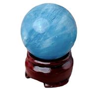 ICXLPMC Aquamarine Crystal Ball Rough Stone Polished Sky Blue Purification Play Round Bead Ornaments,23-26mm