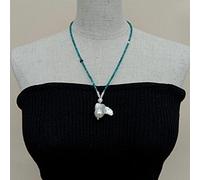 ICXLPMC Blue Apatite faceted round choker Necklace Cultured White Keshi Pearl Pendant necklace for women