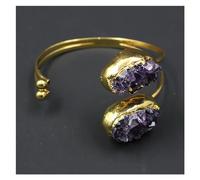 ICXLPMC Brazalete Druzy de cuarzo amatista púrpura, pulsera a la moda for mujer