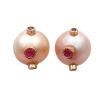 ICXLPMC Champagne Pearl Red Cubic Zirconia gold color Stud Earrings luxury for women