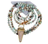 ICXLPMC Colgante 3 hebras musgo amazonita multicolor azul turquesa collar