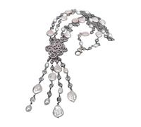 ICXLPMC Collar con colgante de cadena de rosario de cristal con perla de moneda blanca cultivada en agua dulce de 16x18mm, 25"