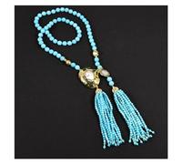 ICXLPMC Collar con colgante de perla Keshi asimétrica de turquesa de cara redonda de 10mm, joyería de boda de estilo lujoso for mujer