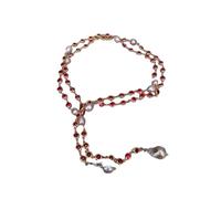 ICXLPMC Collar de cadena de suéter pavimentado de circonita cúbica de Color fucsia con perla barroca nucleada cultivada de color morado cultivado, 49"