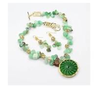 ICXLPMC Collar de cuentas de cuarzo de crisoprasa verde Real, conjuntos de pendientes con colgante de Jade VERDE for mujer, regalos simples (Sets)
