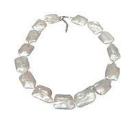 ICXLPMC Collar de gargantilla de agua dulce con perlas rectangulares blancas cultivadas naturales de 20 "de grado 20x25mm for mujer