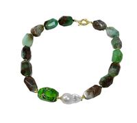 ICXLPMC Collar de perlas KeShi blancas de piedra emperador crisoprasa Natural-fiesta de joyería