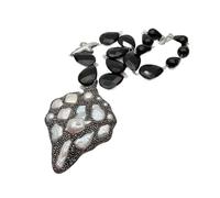 ICXLPMC Collar envolvente con colgante de perla Keshi blanca en forma de lágrima de 67x87MM for mujer